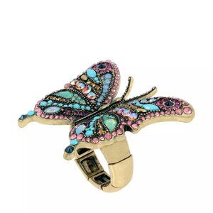 Betsey Johnson Boho Butterfly Cocktail Stretch Ring Crystal NWT EXQUISITE
